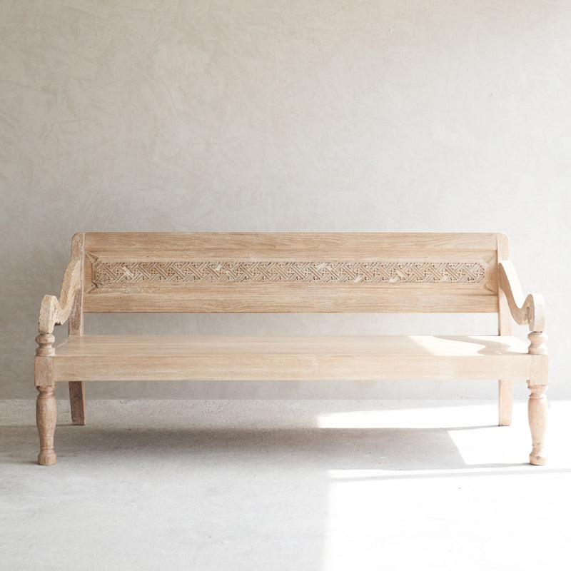 Java Teak Carved Daybed | Whitewash C