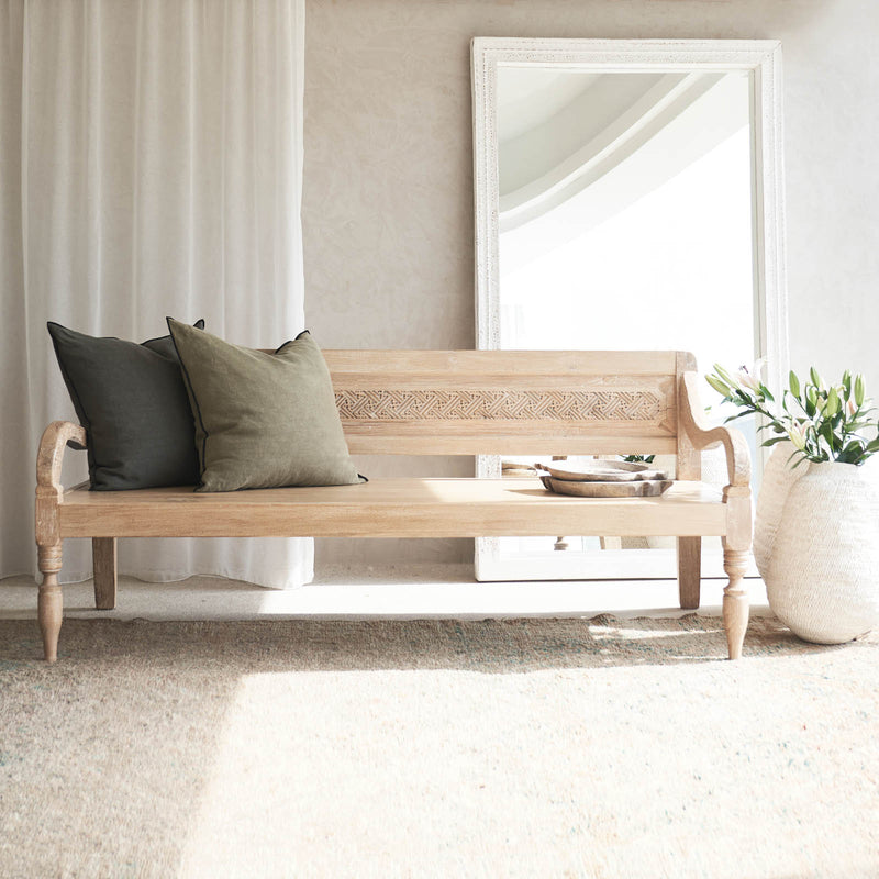 Java Teak Carved Daybed | Whitewash C