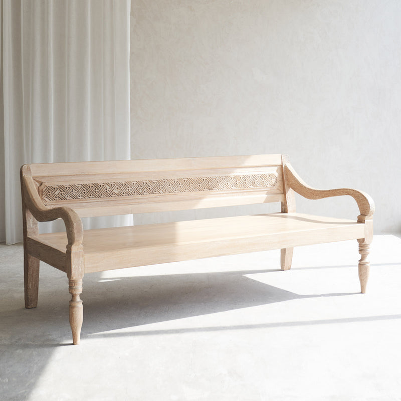 Java Teak Carved Daybed | Whitewash C