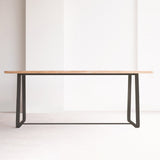 Java teak dining table whitewash with black sleigh base - Originals Furniture Singapore