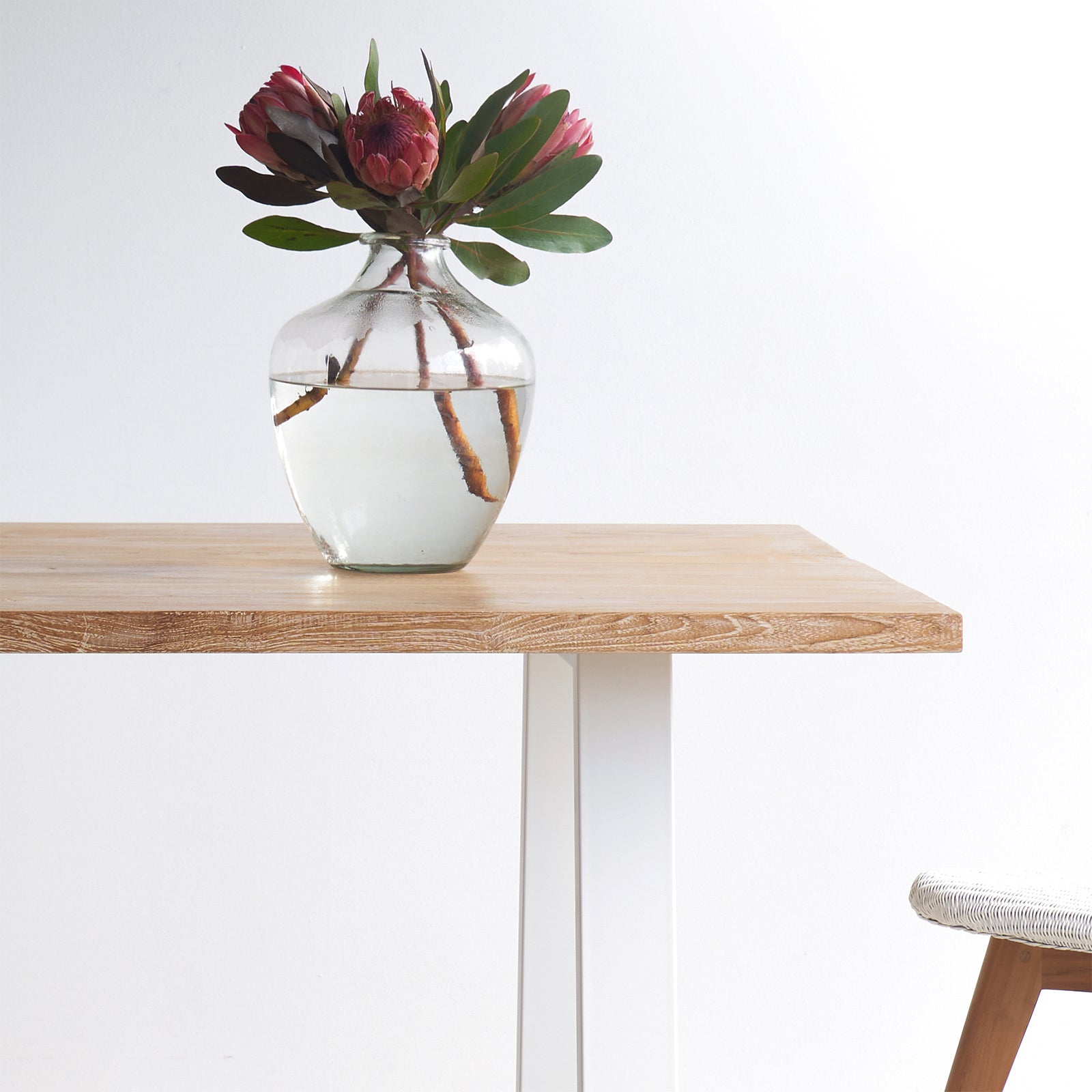 Teak Dining Table with Metal A-Frame Legs | Java - Whitewash