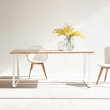 Java teak dining table whitewash with white sleigh base - Originals Furniture Singapore