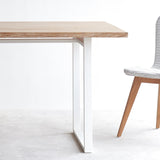 Java Teak Dining Table | Whitewash with U-Base