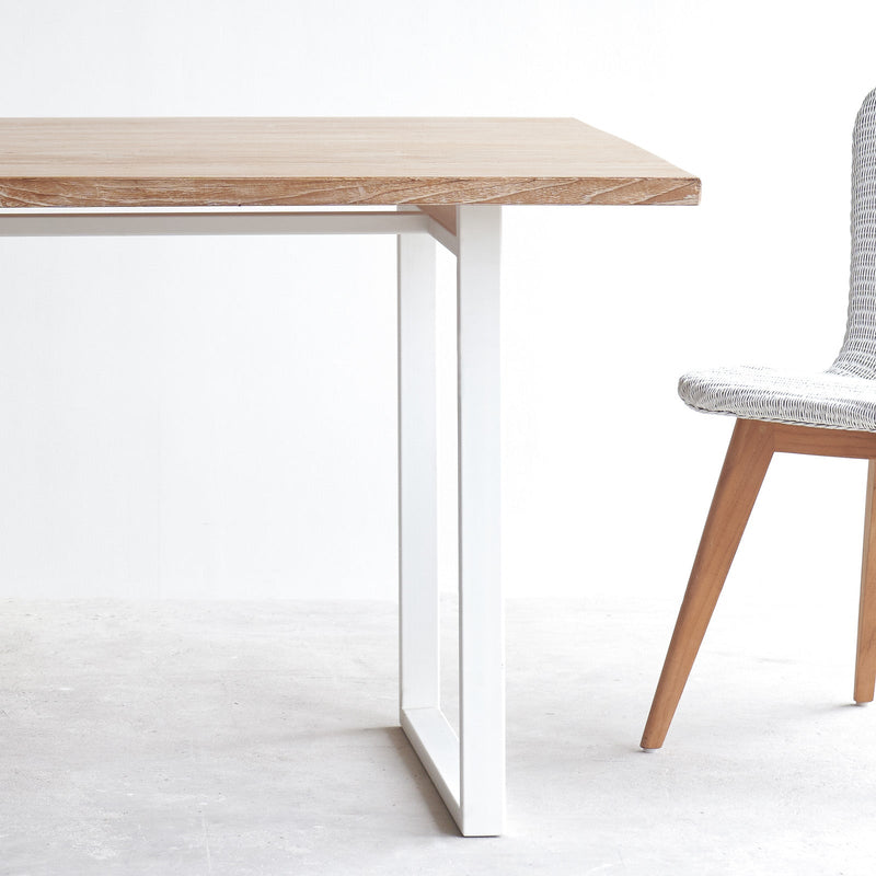 Java Teak Dining Table | Whitewash with U-Base