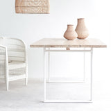 Java Teak Dining Table | Whitewash with U-Base