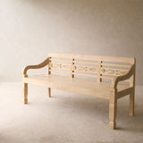 Java Carved Bench | Teak - Whitewash B