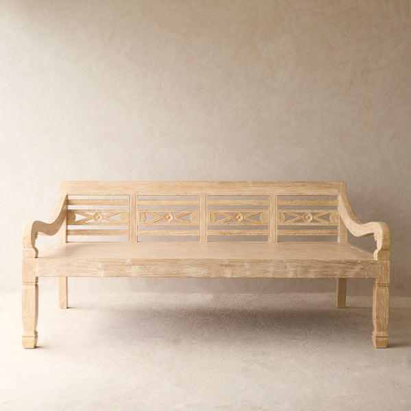 Java Carved Daybed | Teak - Whitewash A (Approx. 200cm)