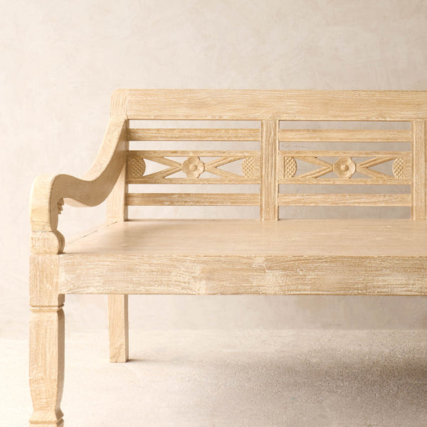 Java Carved Daybed | Teak - Whitewash A (Approx. 200cm)