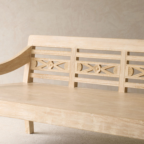 Java Carved Daybed | Teak - Whitewash A (Approx. 200cm)