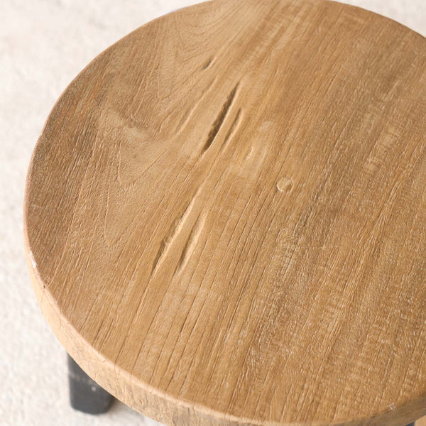 Java Round Stool | Teak Frame - Black Legs - Originals Furniture