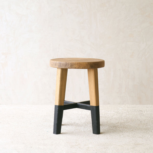 Java Round Stool | Teak Frame - Black Legs - Originals Furniture
