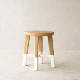 Java Round Stool | Teak Frame - White Legs - Originals Furniture