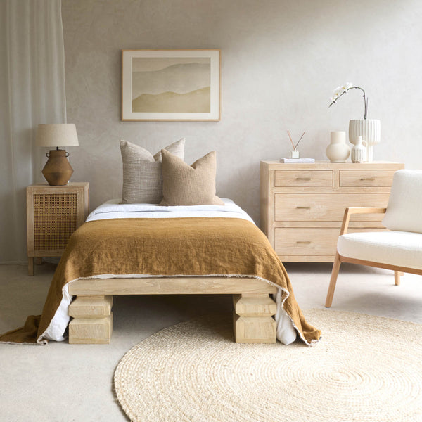 Umpak Bed Frame | Teak - Whitewash (SG Super Single)
