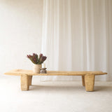 Vintage Teak Coffee Table Natural handcrafted from reclaimed solid teak with a light natural finish and traditional carved details.