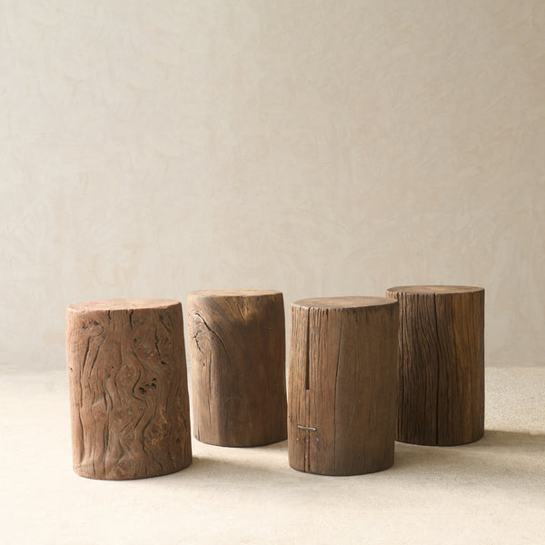 Reclaimed Indian Solid Wood Log Side Table