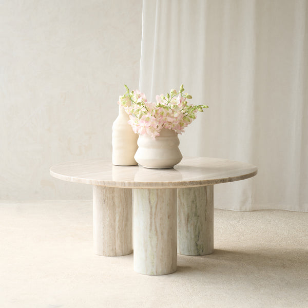 Round Pillar Marble Coffee Table