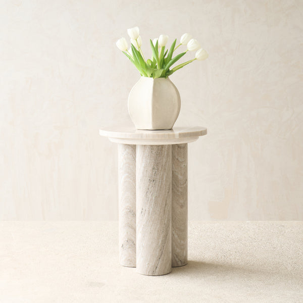 Round Pillar Marble Side Table
