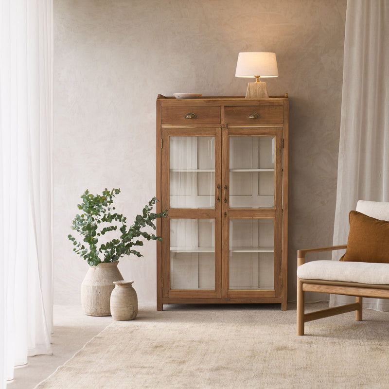 Vintage Medium Cabinet with 2 Drawers | Natural