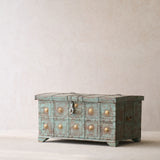Vintage Chest with Brass Motifs | Bluewash