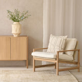 Troubadour Fabric Armchair | Blonde Oak Frame - Oyster
