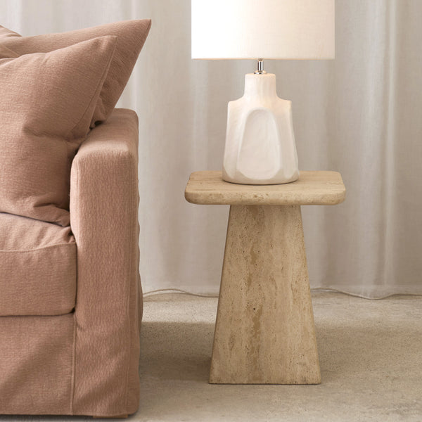 Kepami Travertine Side Table | Sand - Originals Furniture