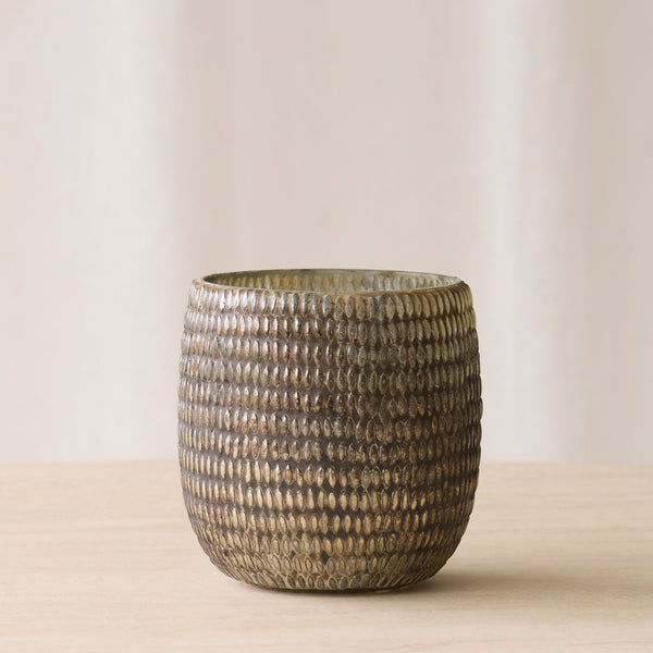 Bomadi Glass Hurricane | Antique Copper
