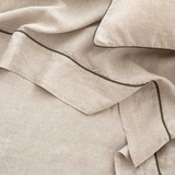 Piped Linen Duvet Set | Natural & Forest