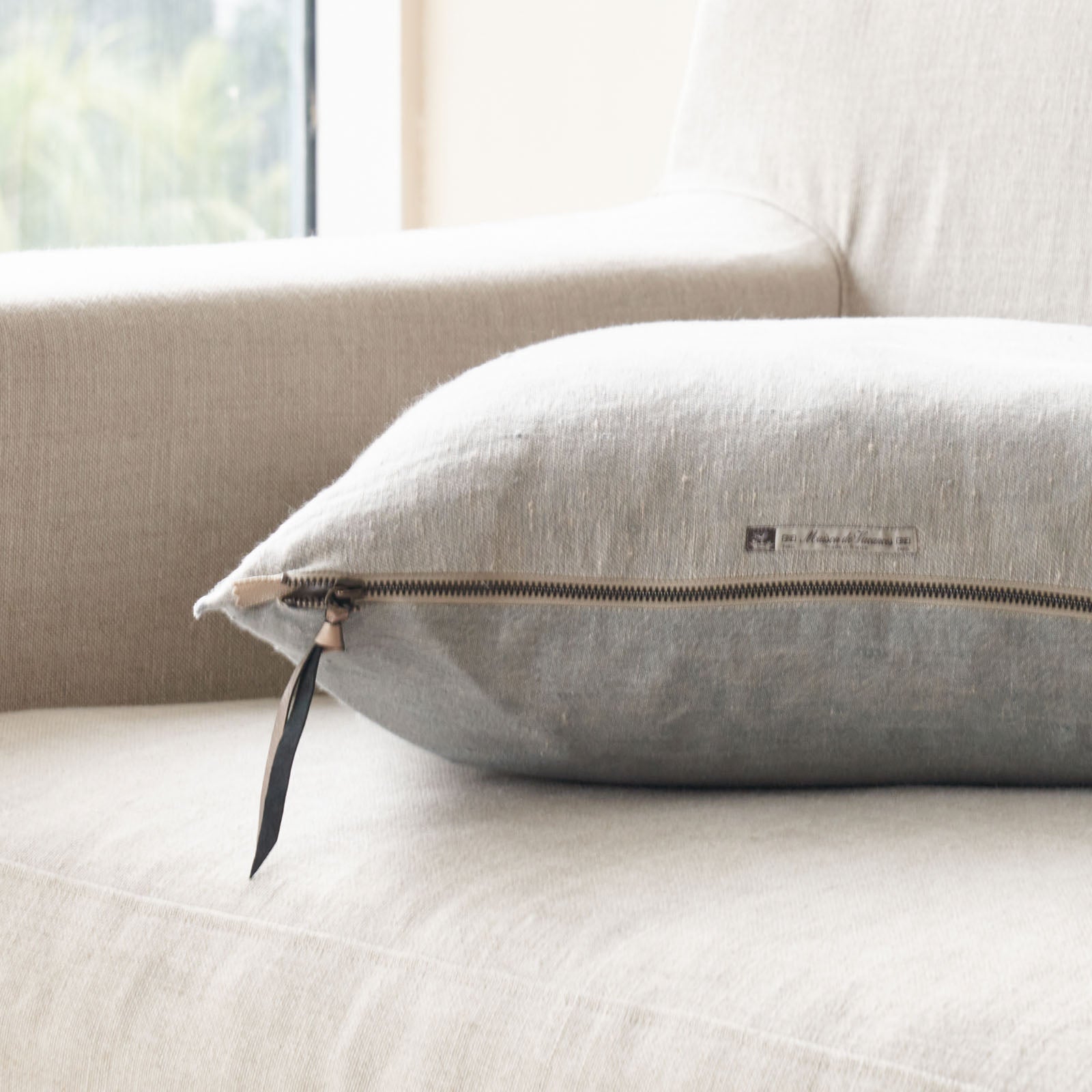 Crumpled Washed Linen Cushion | Pearl Grey (50 x 50cm) – Originals