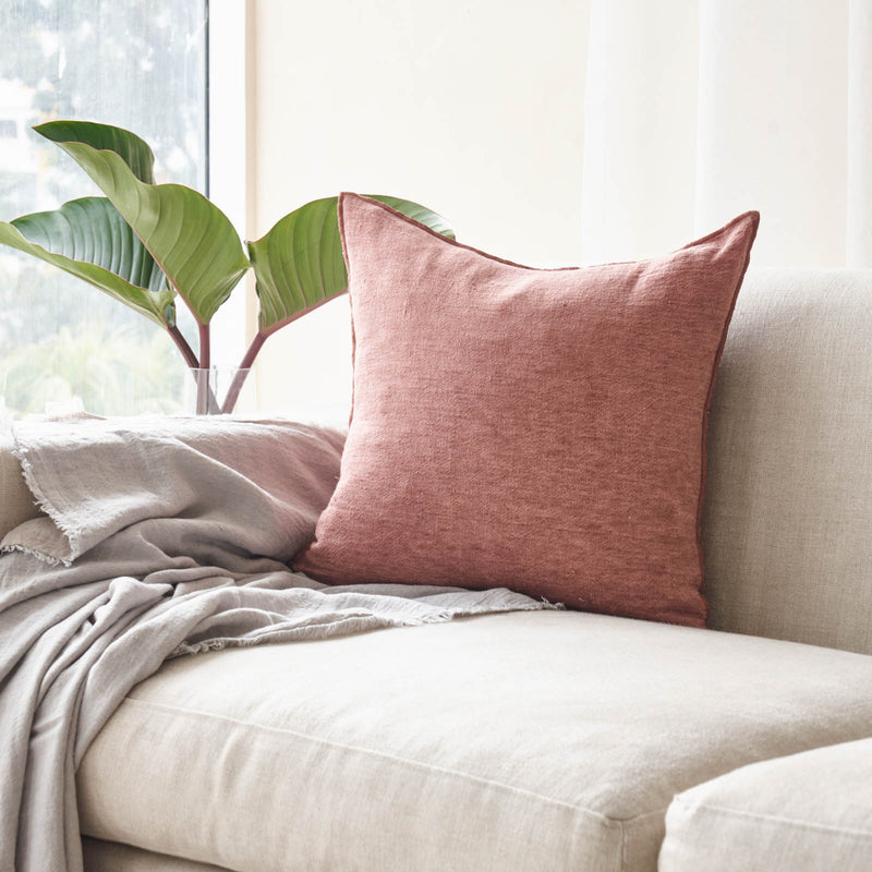 Crepon Cushion | Washed Linen - Bois de Rose (50 x 50cm)