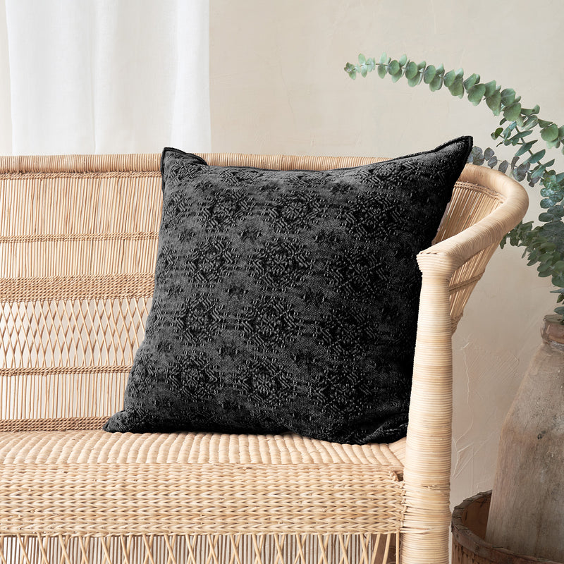 Jacquard Cushion | Stone Washed Kilim - Charbon (50 x 50cm)