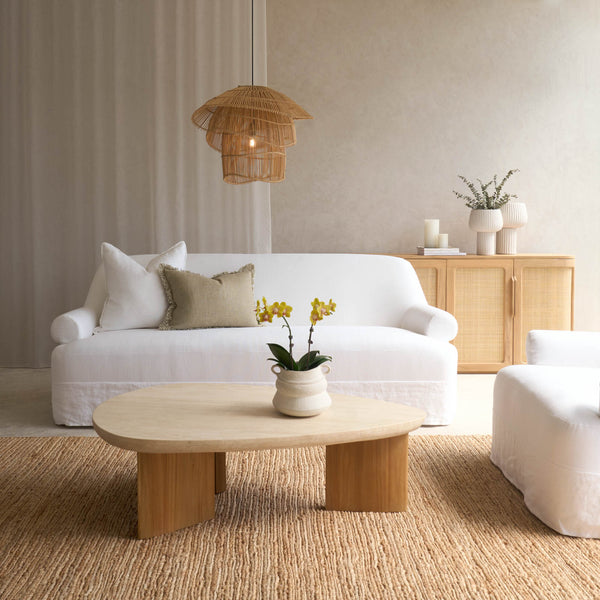 Lucca Fabric Sofa | Snow (214cm)