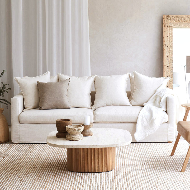 Charlie Fabric Sofa 3 Seater Oatmeal 230cm