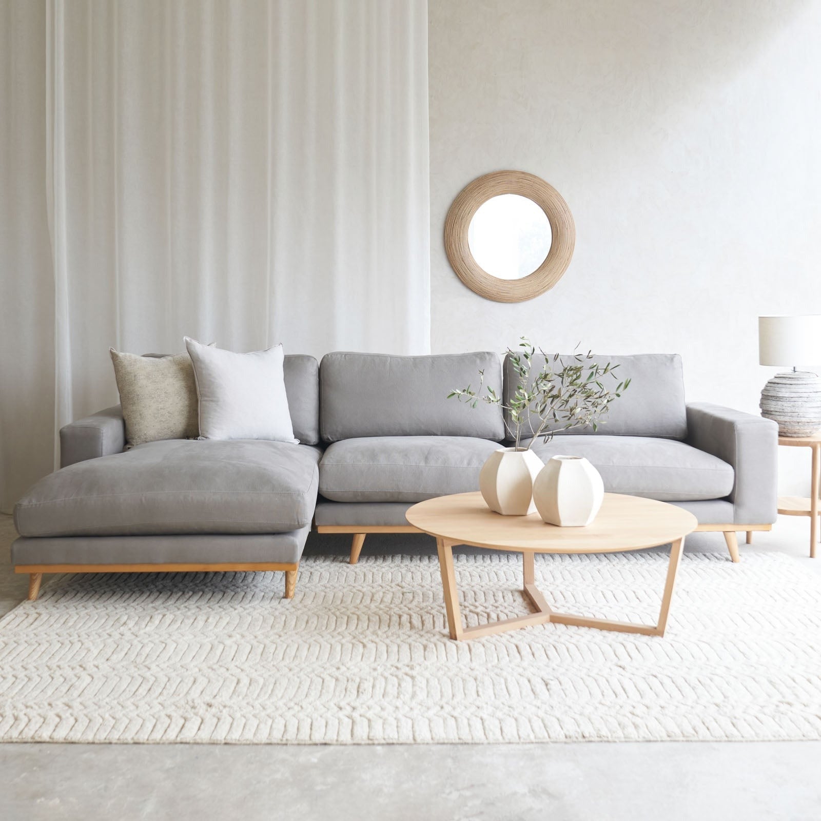 L Shape Fabric Sofa Grey Originals