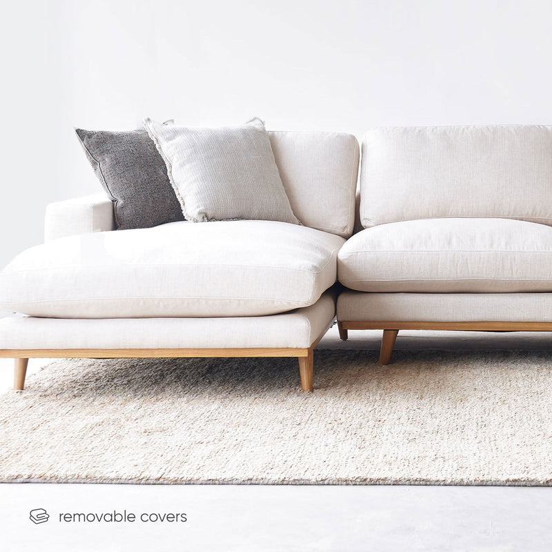 James L Shape Fabric Sofa | Oatmeal (290cm)