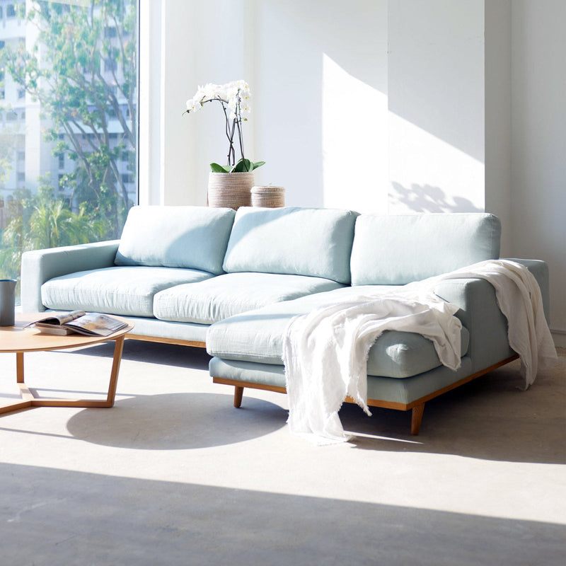 James L shape fabric sofa in sky - Originals Furniture Singapore