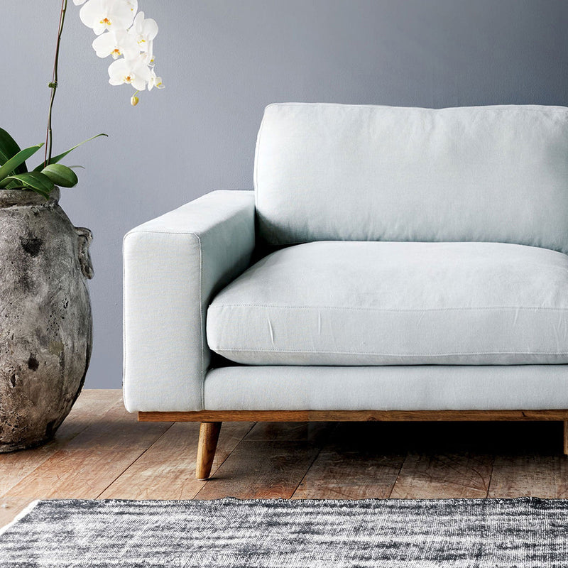 James L shape fabric sofa in sky - Originals Furniture Singapore