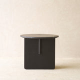 Pivot Side Table | Nero Marble with Black Oak Base (50cm)