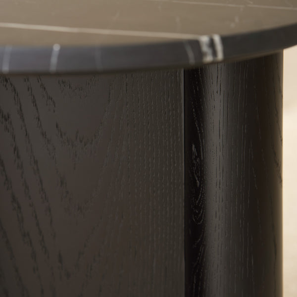 Pivot Side Table | Nero Marble with Black Oak Base (50cm)