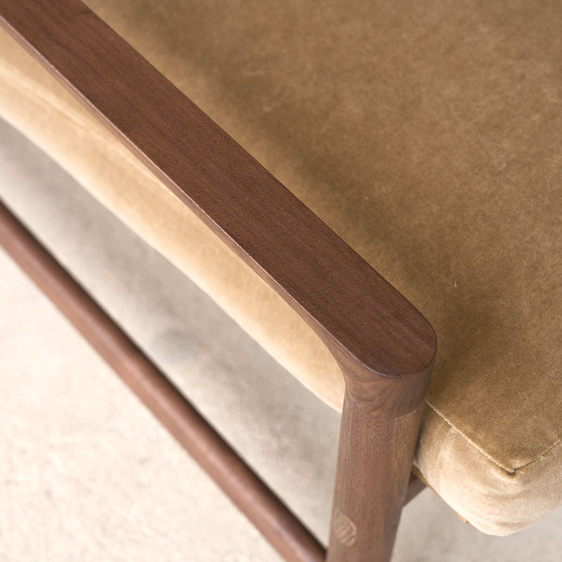 Troubadour Fabric Armchair | Walnut Frame - Lion