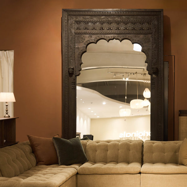 Vintage Teak Carved Mirror with Arch | Chocolate - Originals Furniture