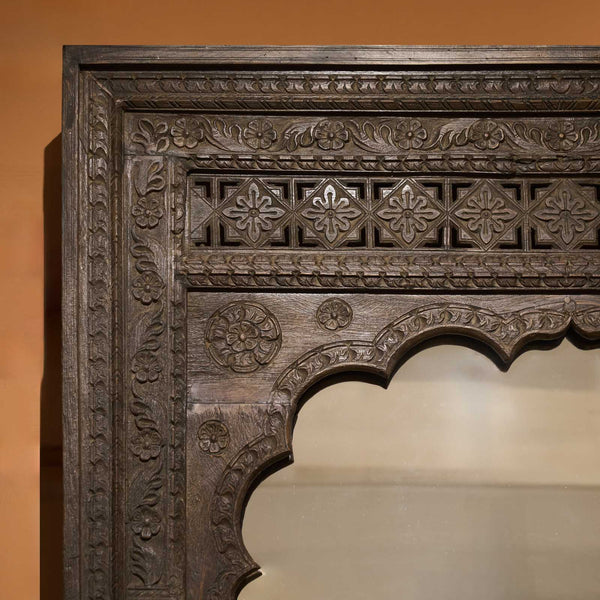 Vintage Teak Carved Mirror with Arch | Chocolate - Originals Furniture