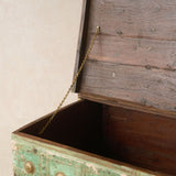 Vintage Indian Chest with Brass Motifs | Green - Originals Furniture