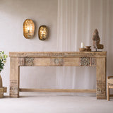 Vintage Teak Console with Carvings