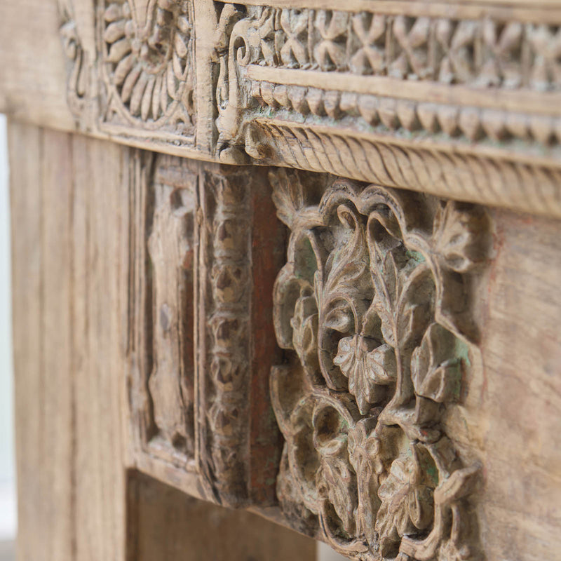 Vintage Teak Console with Carvings