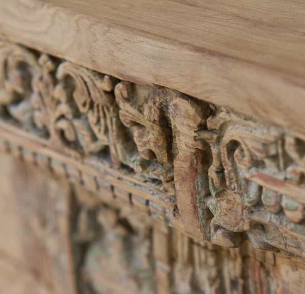 Vintage Teak Console with Carvings