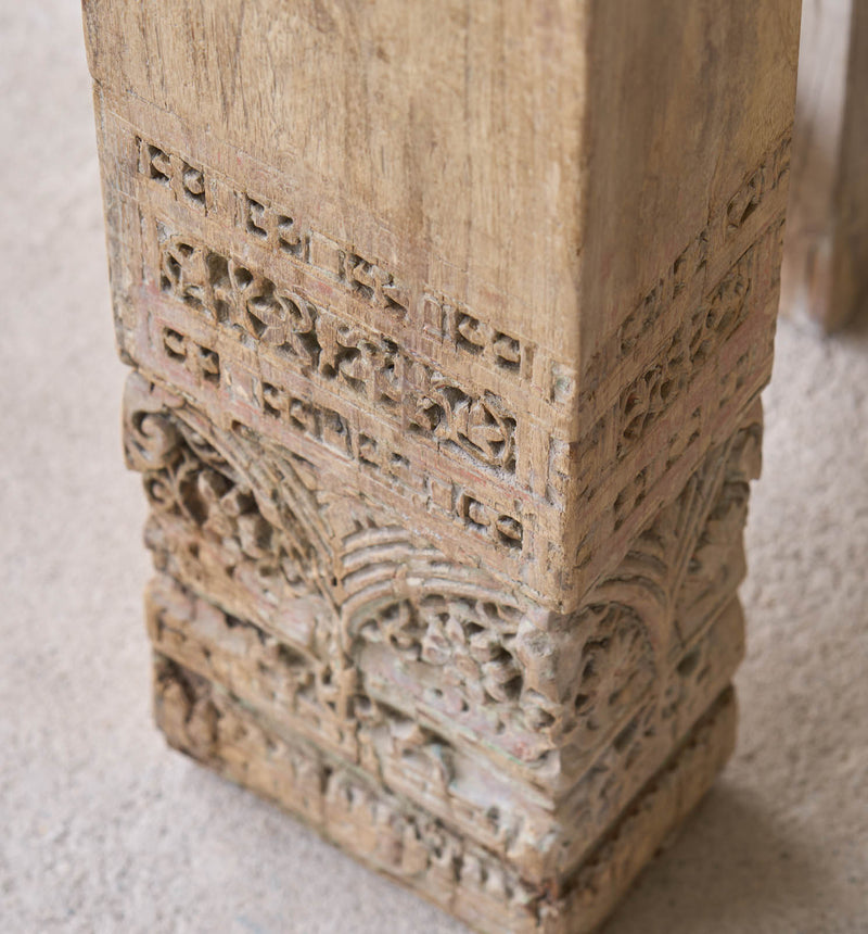 Vintage Teak Console with Carvings