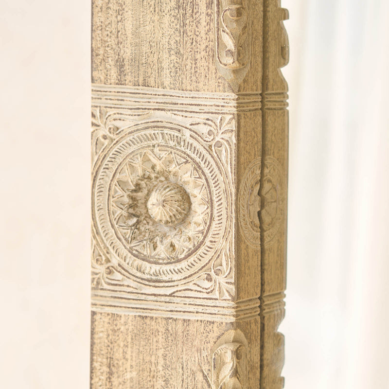 Vintage Carved Teak Mirror | Natural