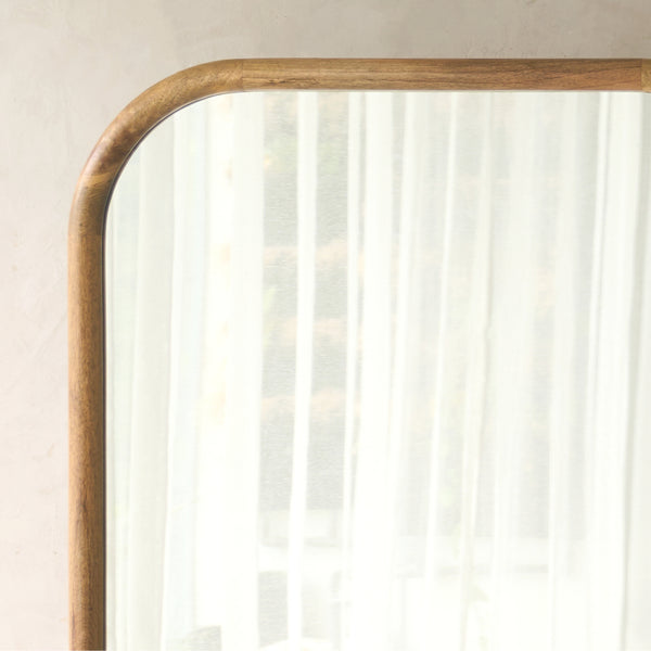 Retro Rounded Teak Mirror | Natural