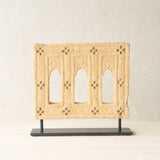 Triple Arch Sandstone Panel handcrafted from reclaimed sandstone salvaged from a historic architectural building in India.