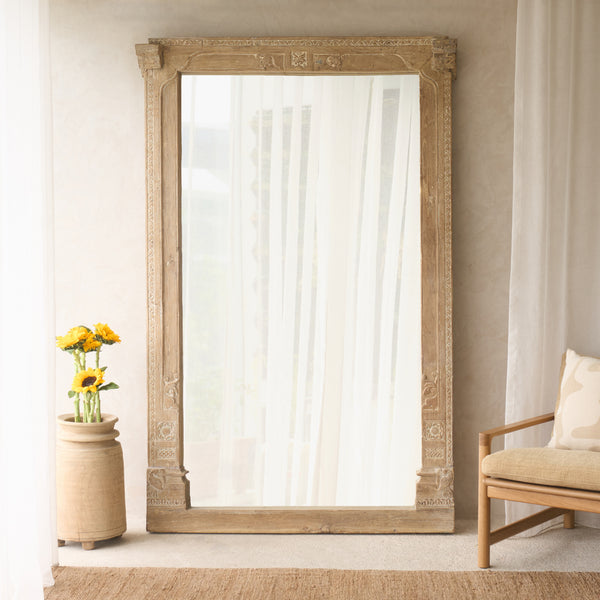 Carved Architectural Teak Mirror | No. 1